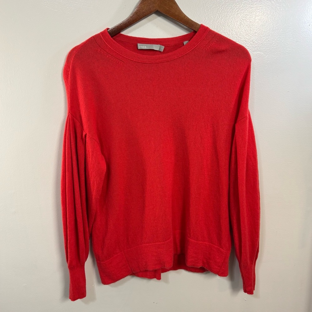 Vince 100% Cashmere Balloon Sleeve red Sweater XS